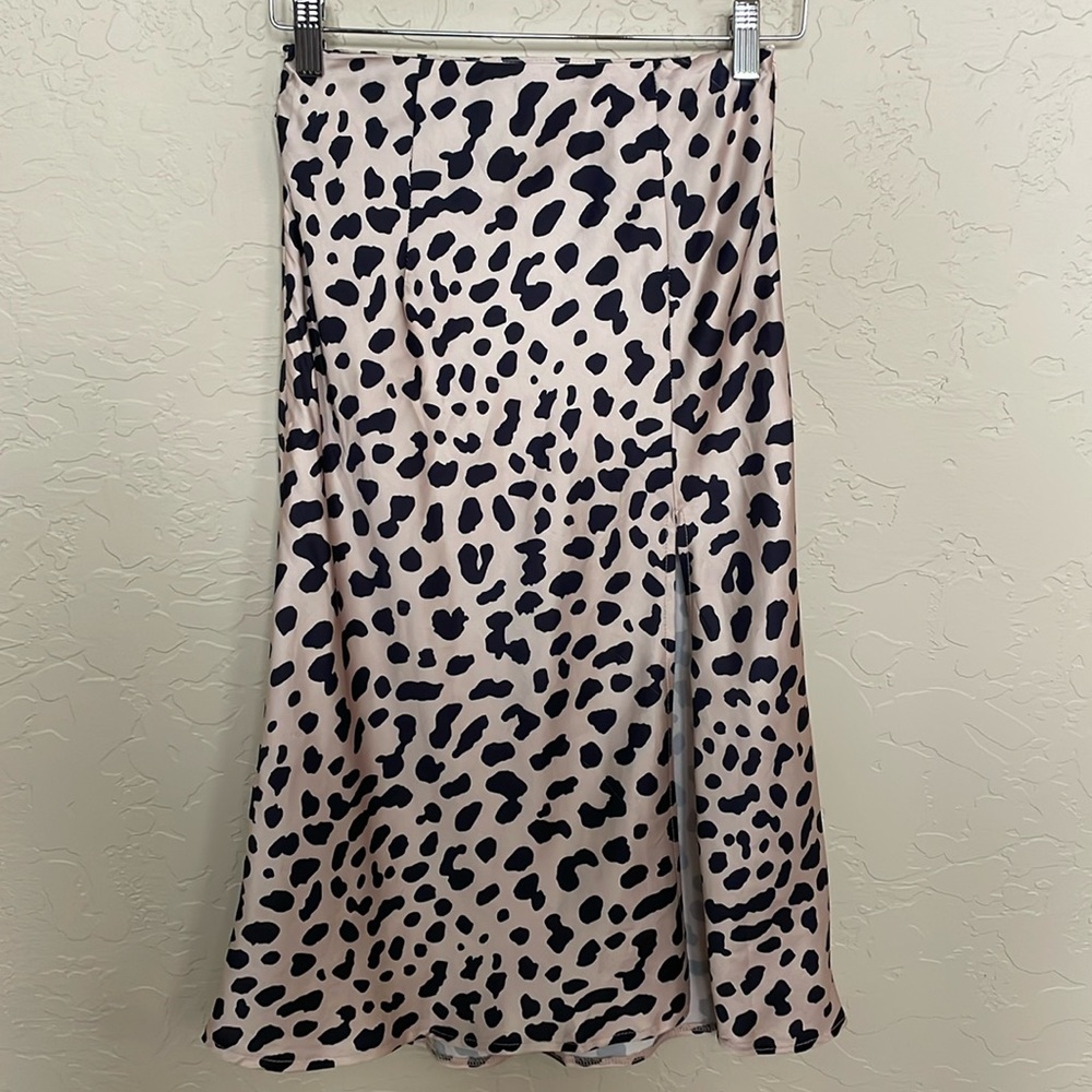 Princess Polly Black and Cream Leopard Midi Skirt